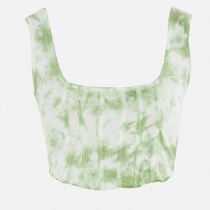NWT Misguided green Corset Tye dye crop top